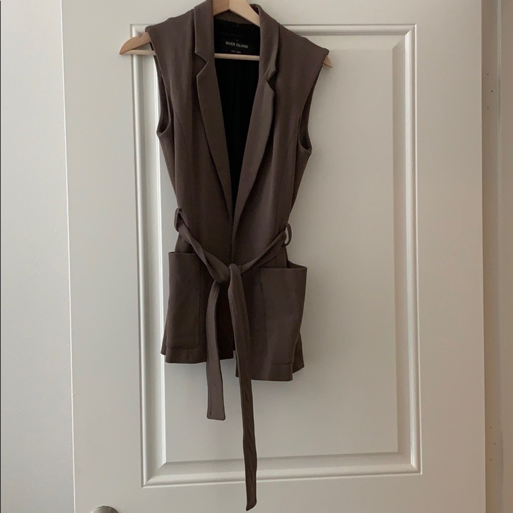 Brown/green sleeveless blazer size 8(uk)